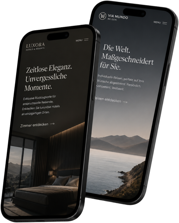 Zwei Beispiele von Studio Ory gestalteter und betreuter Websites auf Smartphones